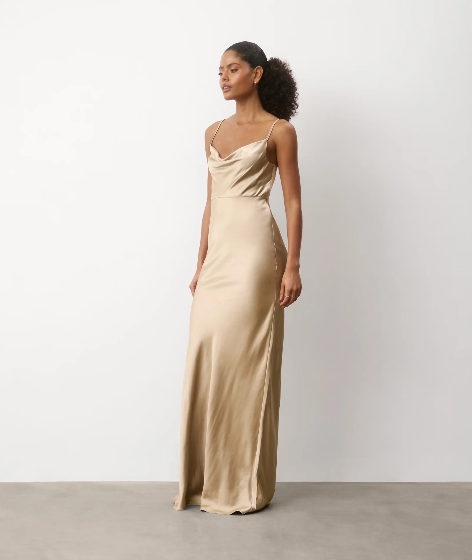 Cami Cowl Satin Bridesmaid Dress - Champagne - Image 5