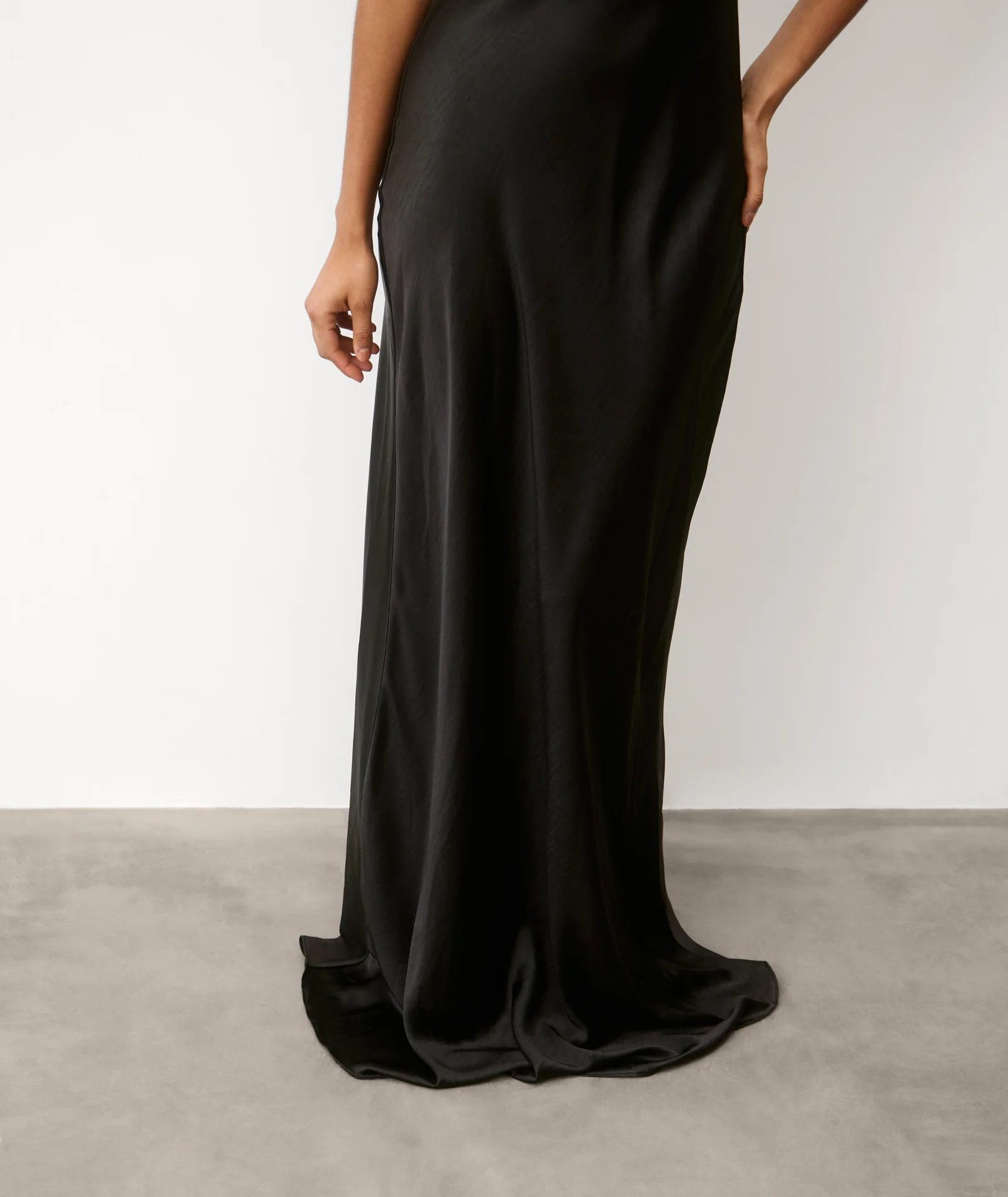 Cowl Back Satin Bridesmaid Dress - Black - Image 5