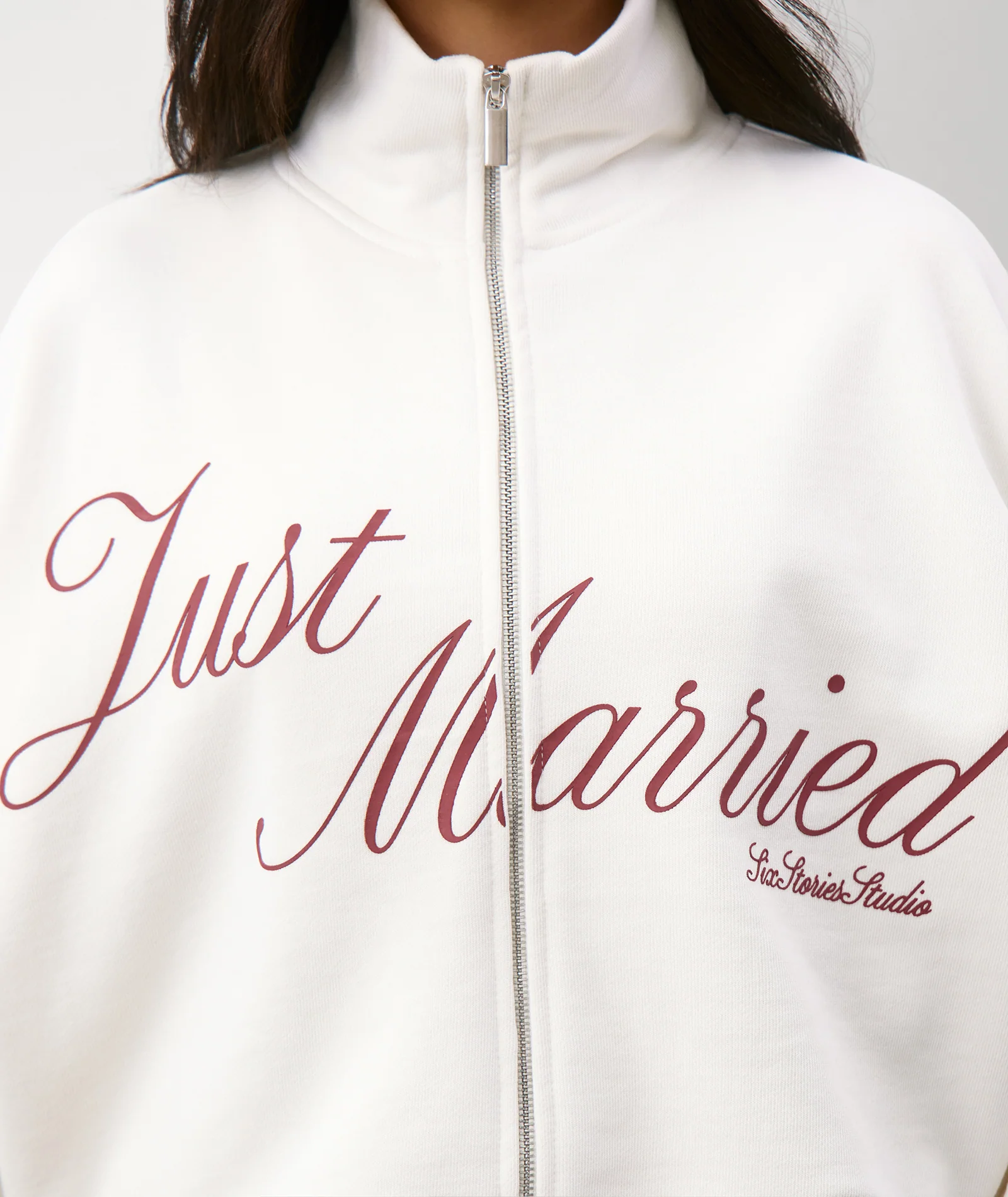 Just Married Zip Sweatshirt - Off White - Image 4