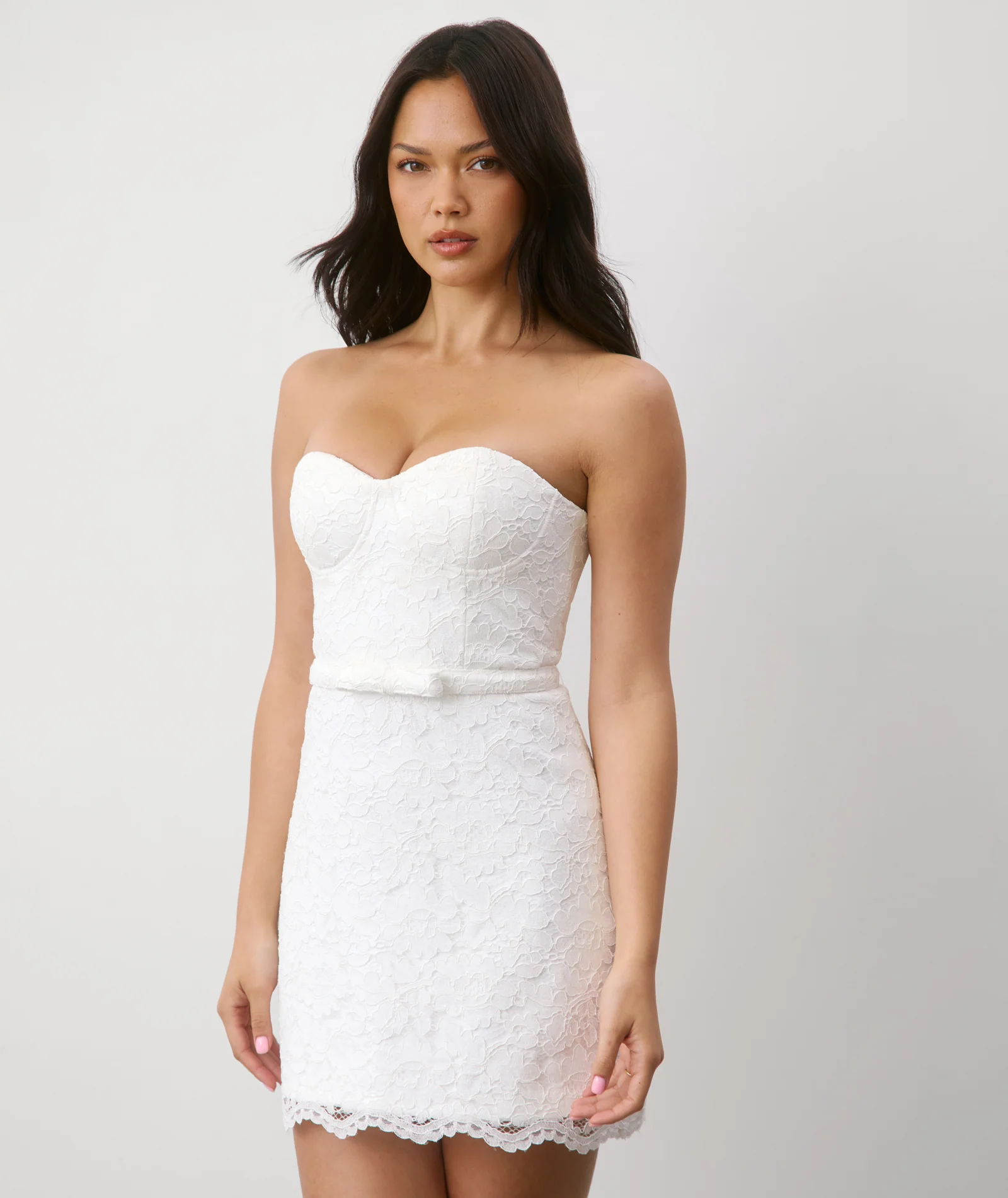 Lace Bandeau Corset Mini Dress - White - Image 6