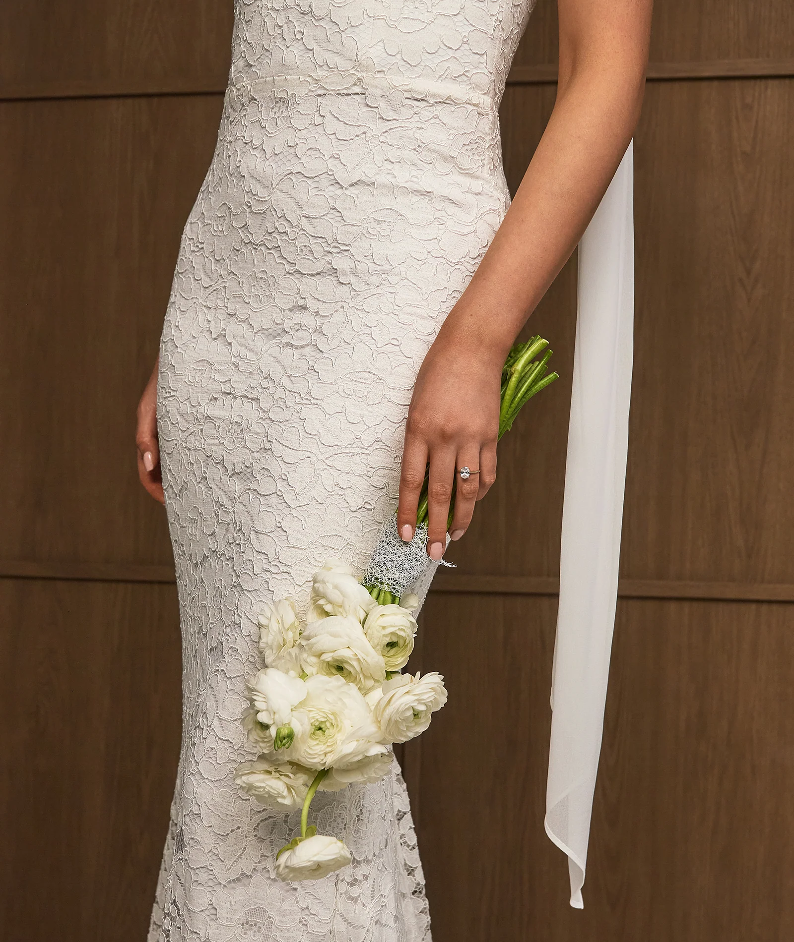 Lace Bandeau Maxi Dress with Neck Scarf - Ivory - Image 4
