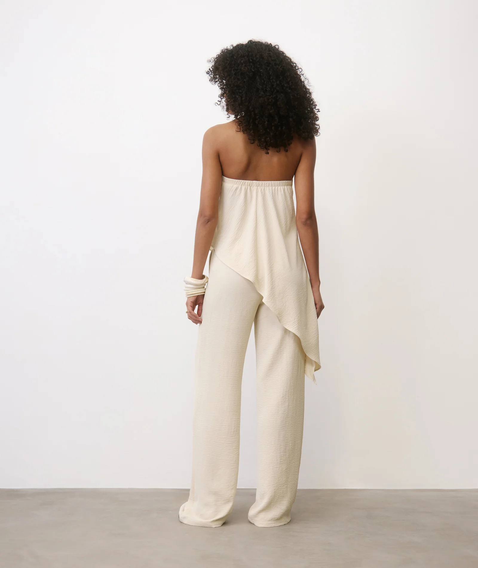 Linen Look Relaxed Trousers - Stone - Image 4