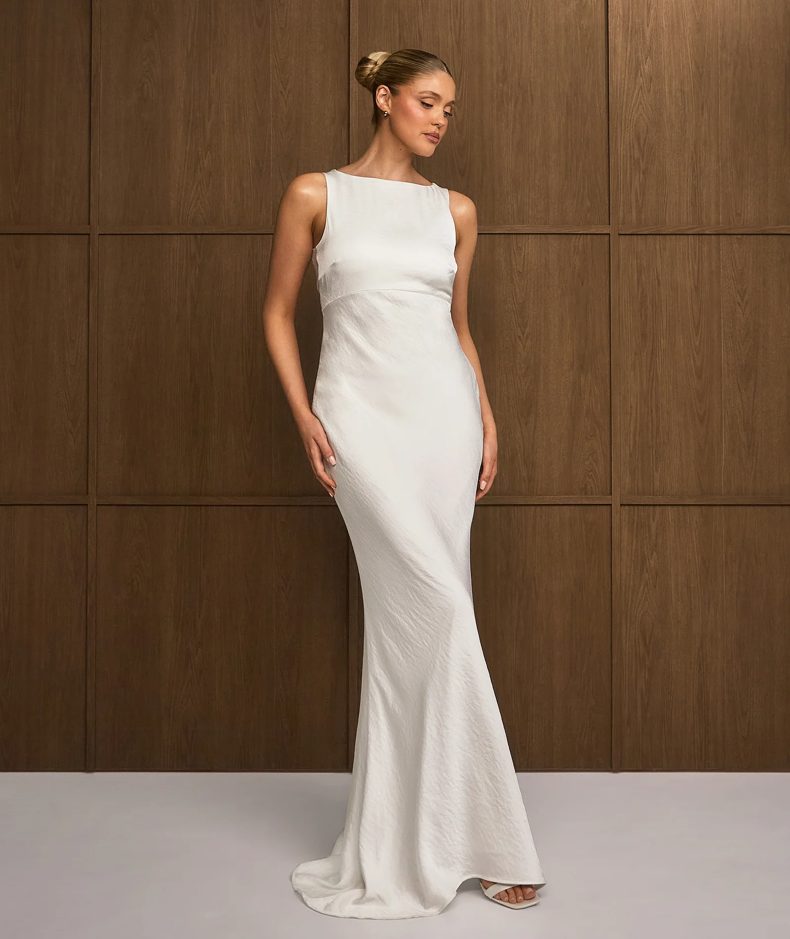 Organza Open Back Maxi Dress - Ivory - Image 5