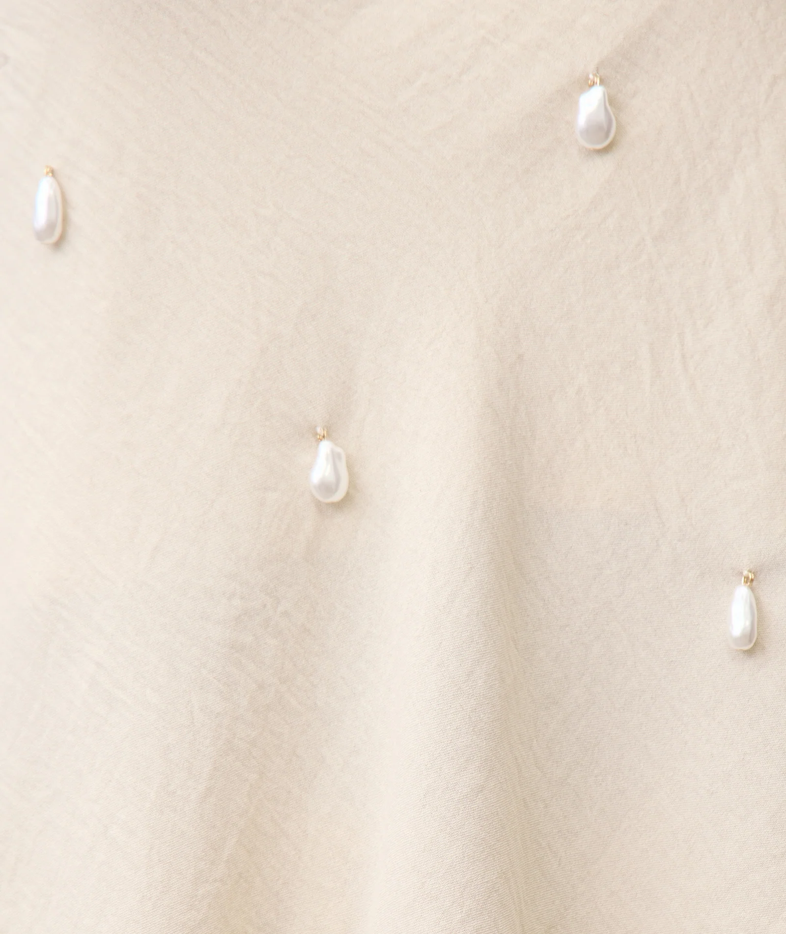 Pearl Beaded Bandeau Asymmetric Top - Stone - Image 4