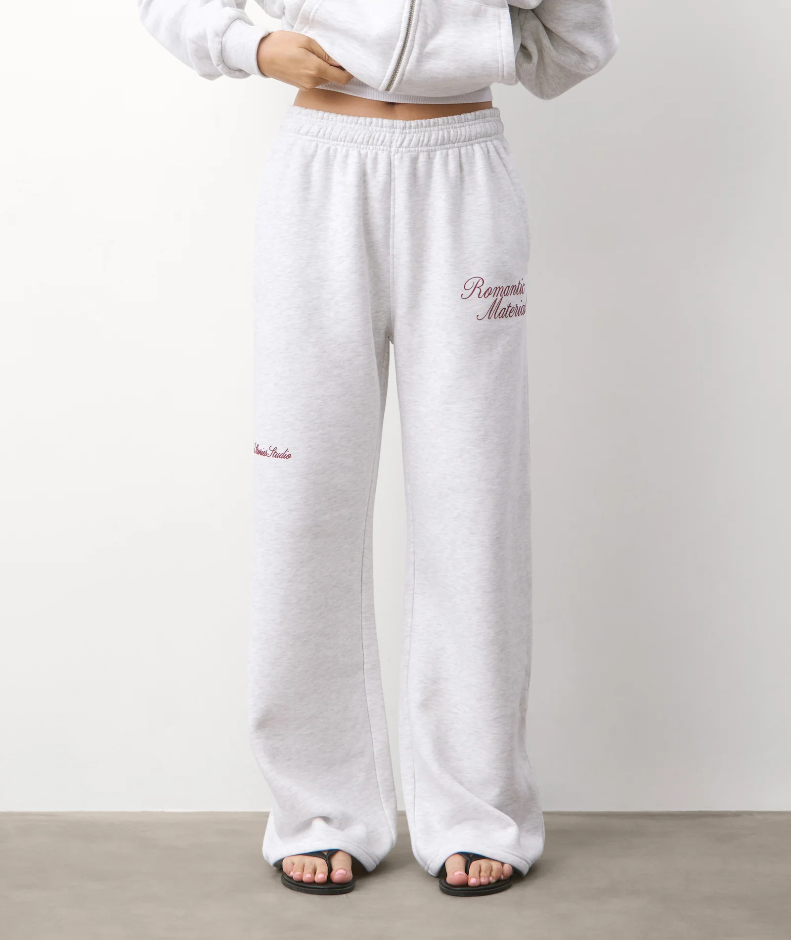 Romantic Material Wide Leg Jogger - Grey Marl