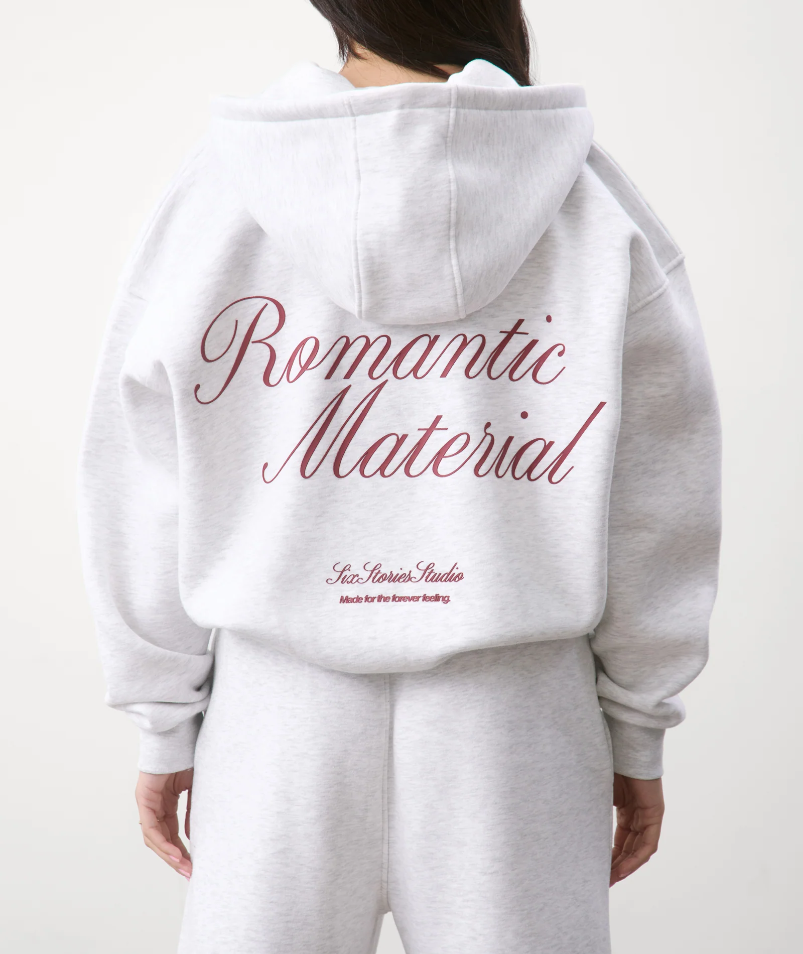 Romantic Material Zip Hoodie - Grey Marl - Image 2