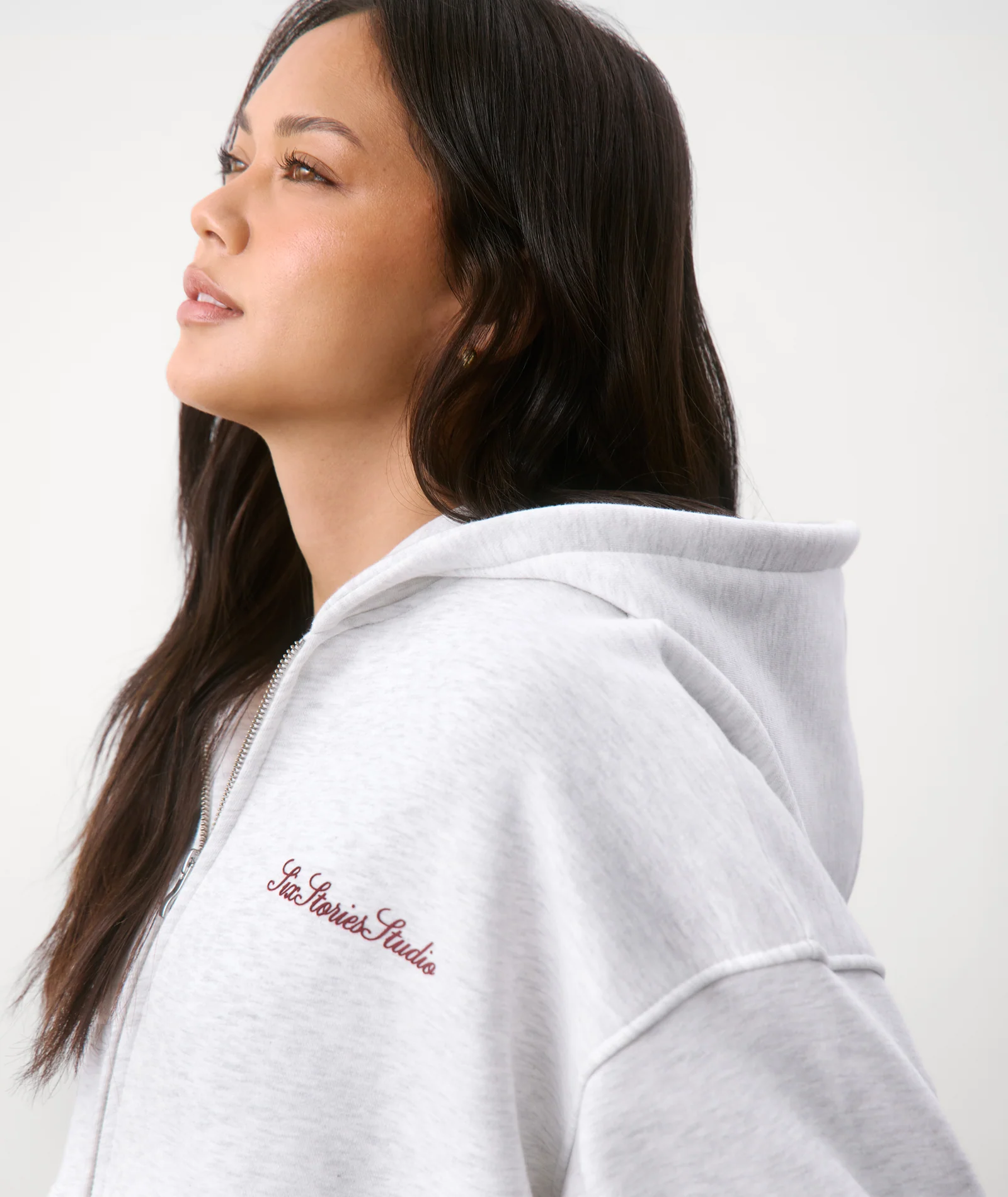 Romantic Material Zip Hoodie - Grey Marl - Image 5