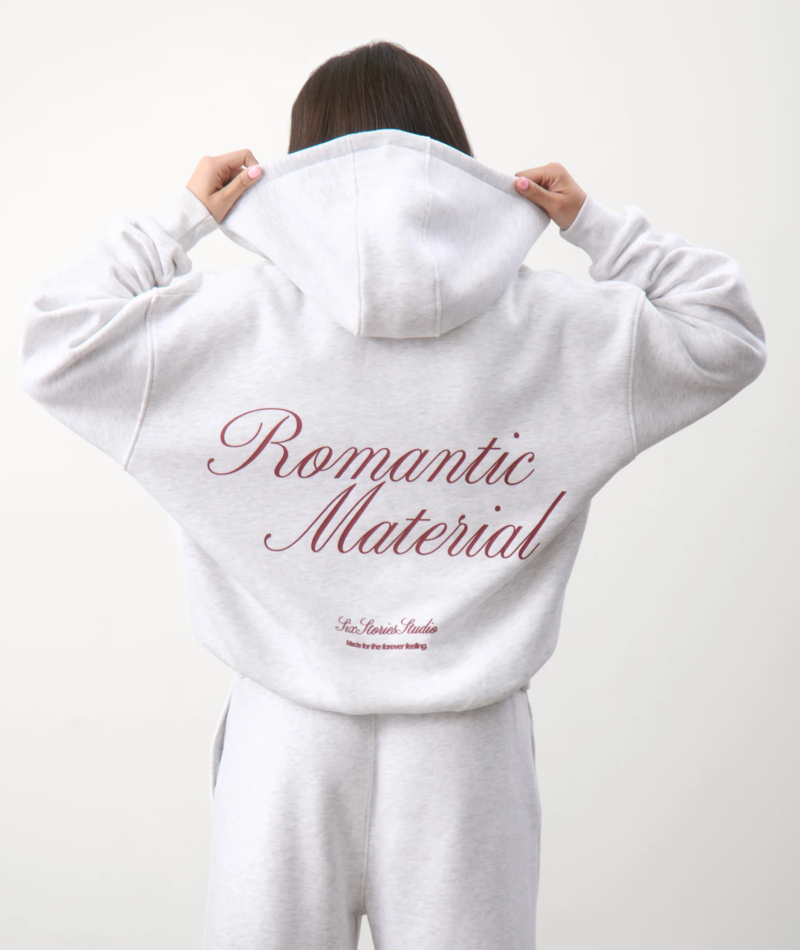 Romantic Material Zip Hoodie - Grey Marl - Image 7