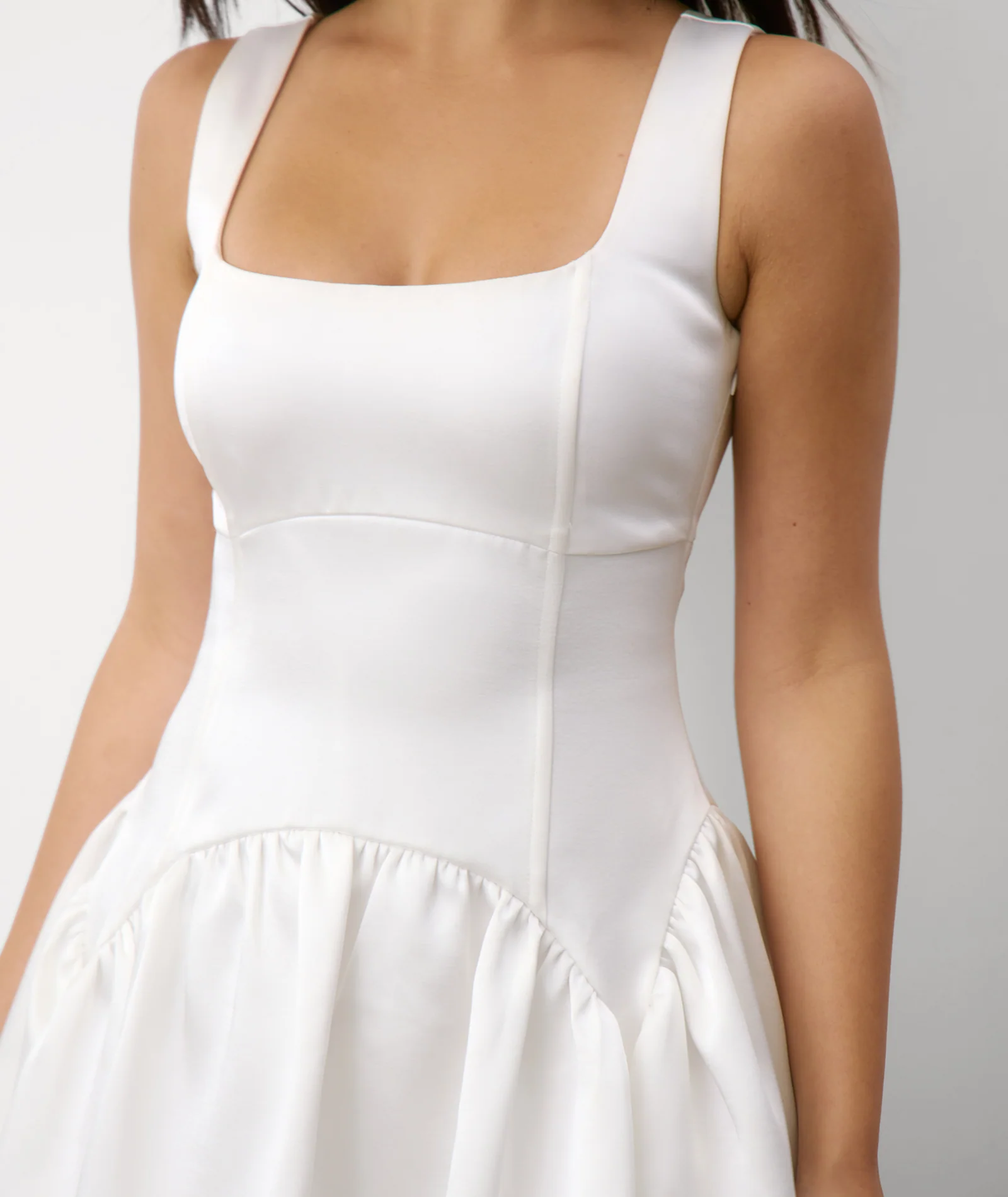 Scoop Neck Skater Mini Dress - White - Image 6