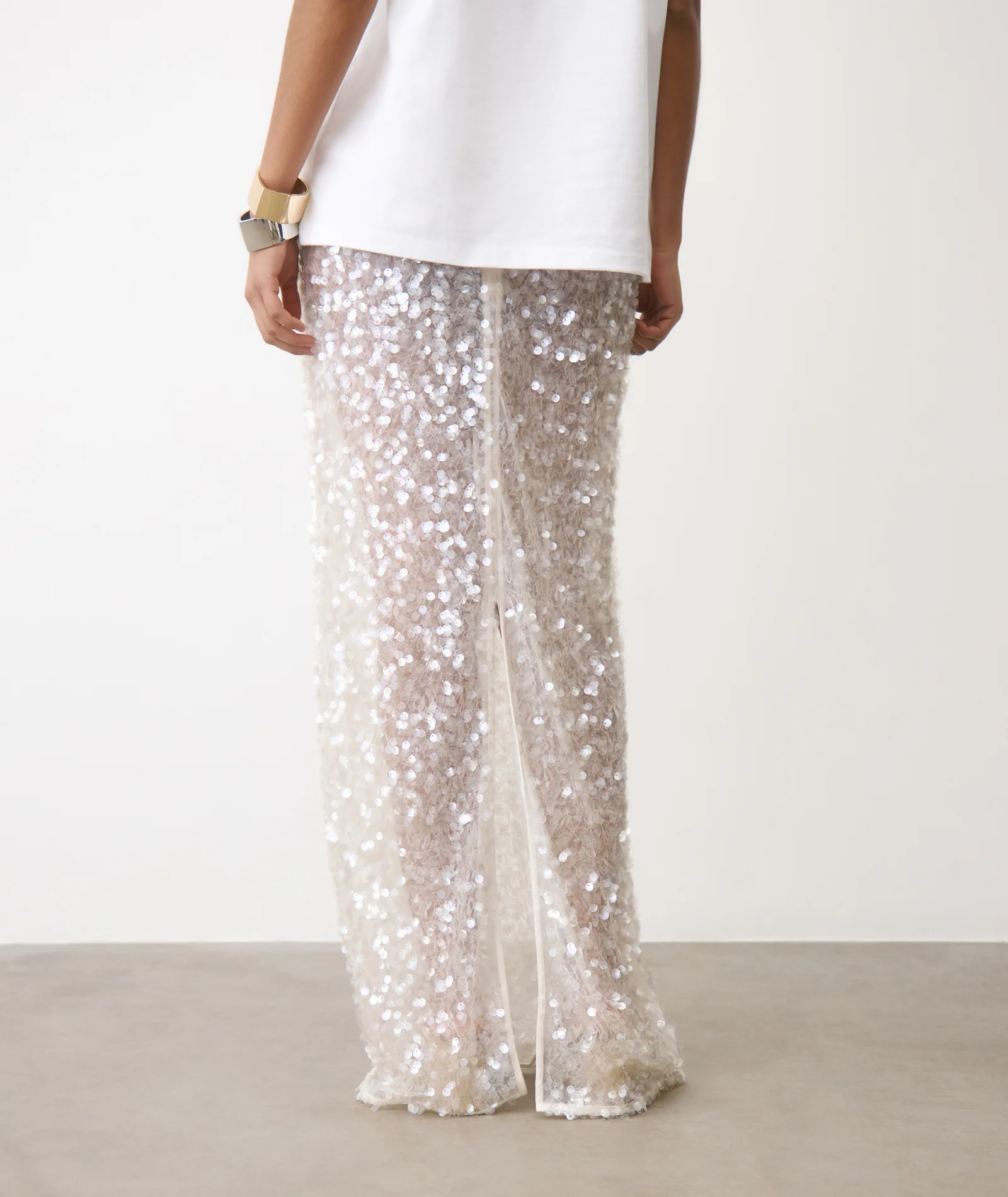 Sequin Maxi Skirt - Ivory - Image 4