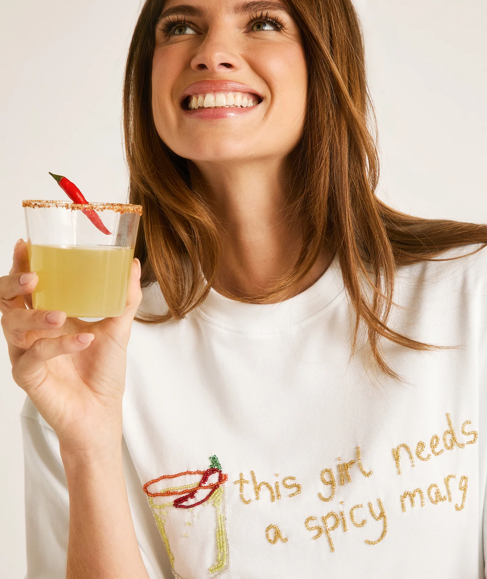 This Girl Needs a Spicy Marg Beaded Tee - White - Image 6